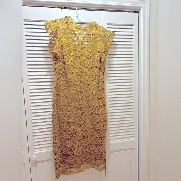 Enfocus Studio | Dresses | Mustard Lace Dress Size | Poshmark